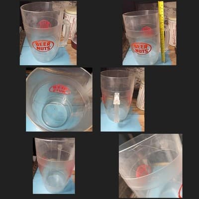 Vintage Beer Nuts Plastic Advertising Pitcher – Large 11" Tall Barware - Image 1