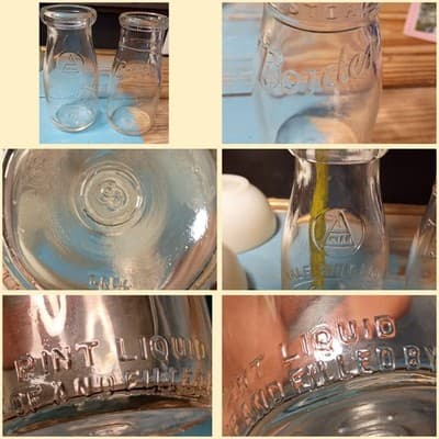 Set of 2 Vintage Half Pint Glass Milk Bottles - Borden’s & Quality - Image 1