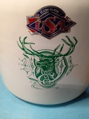 Vintage Clay Design Ceramic Canister - Green Elk Buck - Made in USA - Lodge... - Thumbnail 2