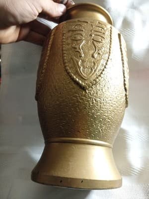 Ceramic Gold Colored Large Vase 10" Tall X 5" Wide - Thumbnail 3