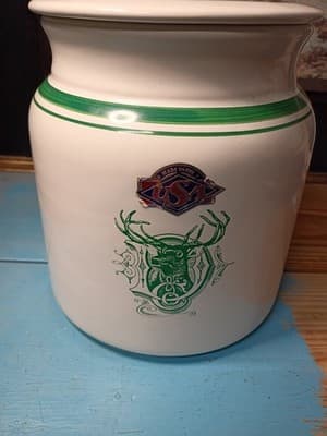Vintage Clay Design Ceramic Canister - Green Elk Buck - Made in USA - Lodge... - Thumbnail 4