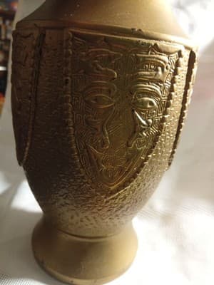 Ceramic Gold Colored Large Vase 10" Tall X 5" Wide - Thumbnail 2
