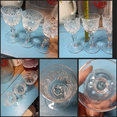 Vintage Lead Crystal Cordial Glasses Set of 3 - Hand Cut Pinwheel & Star - Image 1
