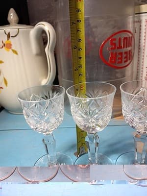 Vintage Lead Crystal Cordial Glasses Set of 3 - Hand Cut Pinwheel & Star - Thumbnail 3