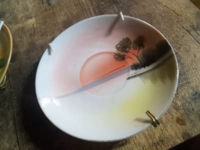 Lot Of 2 Outdoor Scene Vintage Saucers - Thumbnail 2