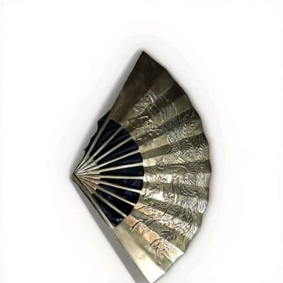 Vintage Solid Brass Oriental Hand Fan Wall Decor. - Image 1