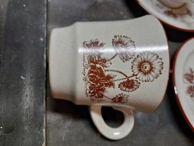 Vintage Noritake Desert Flowers Stoneware 8341 Set of 8 Cups & 8 Saucers Japan - Thumbnail 5