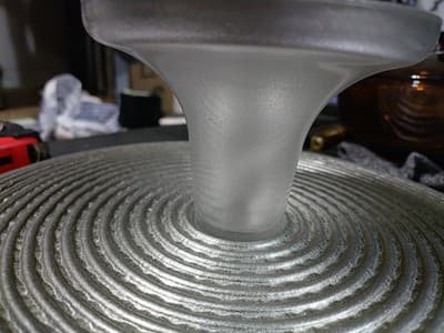 Vintage Footed Cake Plate Ringed Rib Clear Glass 13" x 4.5" Yello To Blue Color - Thumbnail 6