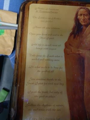 11.5" X 8.5" Wooden Plaque "Native American 10 Commandments" - Thumbnail 2
