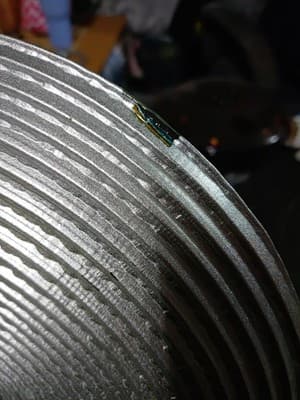 Vintage Footed Cake Plate Ringed Rib Clear Glass 13" x 4.5" Yello To Blue Color - Thumbnail 7