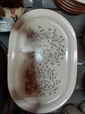 Vintage Noritake Stoneware DESERT FLOWERS 8341 Oval Serving Platter 14” Japan - Thumbnail 4