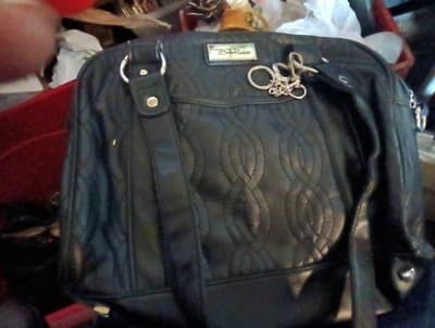 BELLA RUSSO Black Faux Leather Quilted Shoulder Bag New Condition 3 Compartment - Image 1