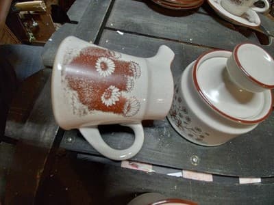 Vintage NORITAKE DESERT FLOWERS Creamer & Sugar Bowl With Lid - Thumbnail 3