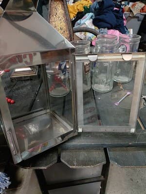 Square Stainless Steel Lantern Patio Tabletop Decor - Thumbnail 4