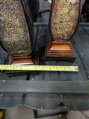 Pair of Vintage-Style Wood and Gold Crackle Pillar Candle Holders - Thumbnail 5