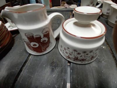 Vintage NORITAKE DESERT FLOWERS Creamer & Sugar Bowl With Lid - Thumbnail 2