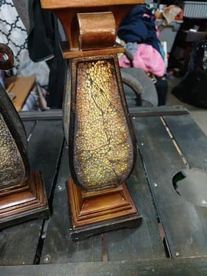 Pair of Vintage-Style Wood and Gold Crackle Pillar Candle Holders - Thumbnail 10