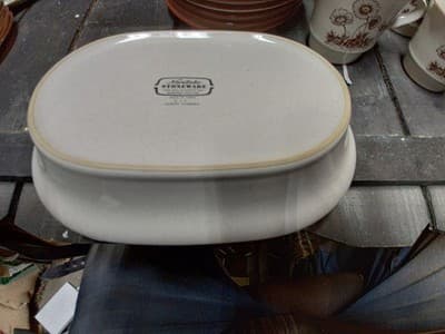 Vtg Noritake Desert Flowers 8341 Stoneware 9 3/4" Oval Vegetable Bowl Cactus - Thumbnail 2