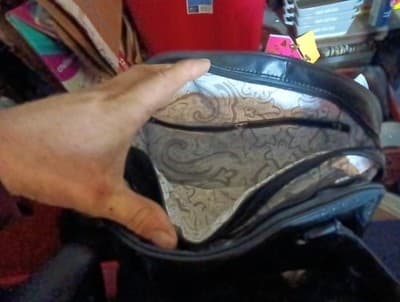 BELLA RUSSO Black Faux Leather Quilted Shoulder Bag New Condition 3 Compartment - Thumbnail 4