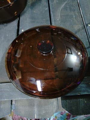 Anchor Hocking Fire King #437 1-2 Quart Amber Casserole Baking Dish with Lid - Thumbnail 3