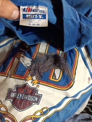 Vtg 1980s 80s Harley Davidson T-Shirt Men XL Blue Cotton HD Logo Eagle Biker USA - Thumbnail 2