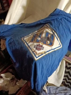 Vtg 1980s 80s Harley Davidson T-Shirt Men XL Blue Cotton HD Logo Eagle Biker USA - Image 1