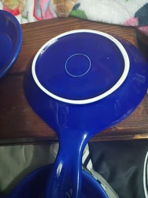 Set of 3 Vintage Syracuse China Cobalt Blue Fish Tail Seafood Skillet Dishes - Thumbnail 4