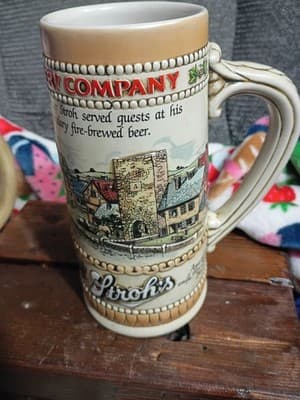 Vintage Stroh Brewery Co. Beer Stein by Ceramarte Brazil - Embossed German Scene - Thumbnail 2