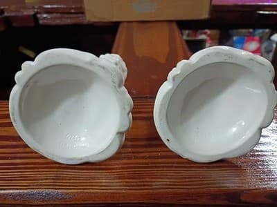 Pair Vintage German Bisque Porcelain Baby Figurine Candlestick Holders - 6263 - Thumbnail 6