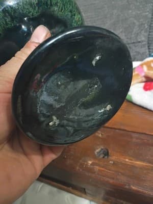 Vintage Mid-Century Modern Green Drip Glaze Pedestal Compote Bowl Art Pottery - Thumbnail 5