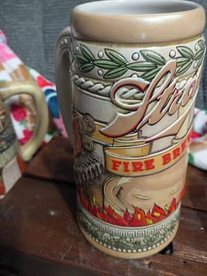 Vintage Stroh's Beer Stein - Ceramarte Brazil - Relief Fire Brewed Graphics -... - Thumbnail 6