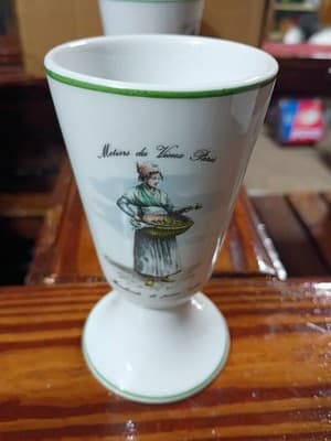 6-Piece Set PILLIVUYT France "Metiers du Vieux Paris" Porcelain Cups / Goblets - Thumbnail 10