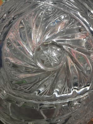 Large 10" Vintage Whirling Star & Pinwheel Glass Candy Jar - 7.5" Wide... - Thumbnail 3