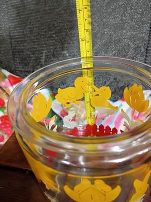 Vintage 1950s Anchor Hocking Glass Storage Jar - Animals & Tulips Graphics - Thumbnail 2