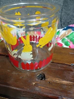 Vintage 1950s Anchor Hocking Glass Storage Jar - Animals & Tulips Graphics - Thumbnail 6