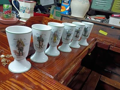 6-Piece Set PILLIVUYT France "Metiers du Vieux Paris" Porcelain Cups / Goblets - Image 1