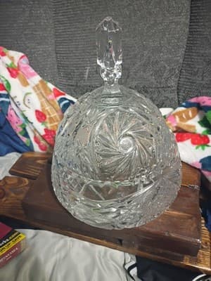 Large 10" Vintage Whirling Star & Pinwheel Glass Candy Jar - 7.5" Wide... - Image 1
