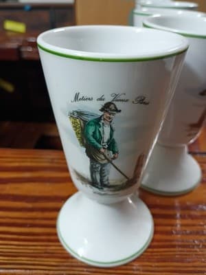 6-Piece Set PILLIVUYT France "Metiers du Vieux Paris" Porcelain Cups / Goblets - Thumbnail 14