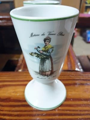 6-Piece Set PILLIVUYT France "Metiers du Vieux Paris" Porcelain Cups / Goblets - Thumbnail 12