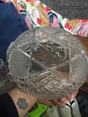 Large 10" Vintage Whirling Star & Pinwheel Glass Candy Jar - 7.5" Wide... - Thumbnail 9