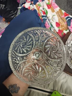 Large 10" Vintage Whirling Star & Pinwheel Glass Candy Jar - 7.5" Wide... - Thumbnail 4