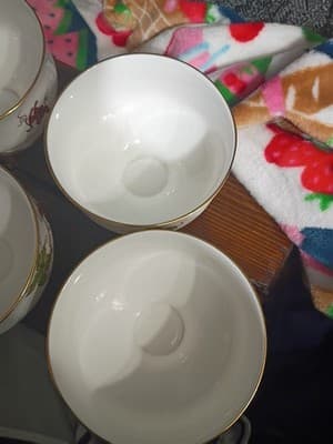 Set of 6 Vintage Royal Victoria Fine Bone China England Grape Vine Dessert Bowls - Thumbnail 6