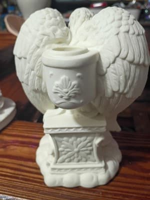 PartyLite Angel of Peace Candle Holder Bisque Porcelain P7169 White Swan - Thumbnail 4