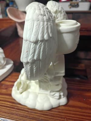 PartyLite Angel of Peace Candle Holder Bisque Porcelain P7169 White Swan - Thumbnail 5