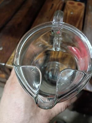 Vintage Gay Fad Studios Hand Painted Pink Poppy Glass Pitcher - 8" MCM Ice Lip - Thumbnail 9