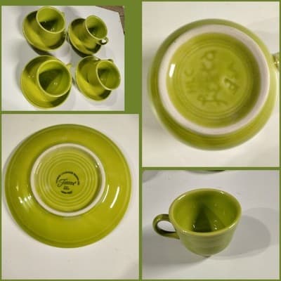 Set of 4 Fiesta Lemongrass Cups and Saucers - Homer Laughlin Fiestaware USA - Image 1