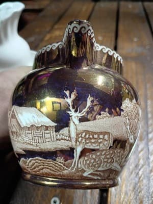 Vintage Wedgwood Fallow Deer Copper Lustre Creamer - Etruria & Barlaston England - Thumbnail 4
