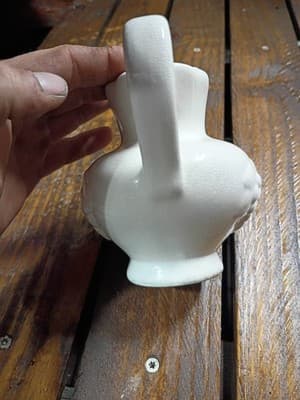 Vintage White Ceramic Grape Pitcher - Embossed Clusters Scalloped Rim Farmhouse - Thumbnail 8