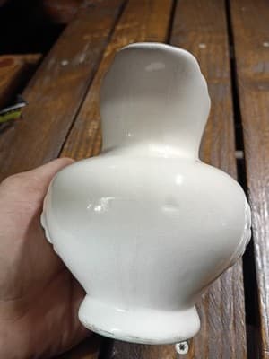 Vintage White Ceramic Grape Pitcher - Embossed Clusters Scalloped Rim Farmhouse - Thumbnail 6