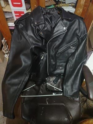 Black Leather Motorcycle Jacket /Size 52 /Made In Pakistan /Excellent Condition - Image 1